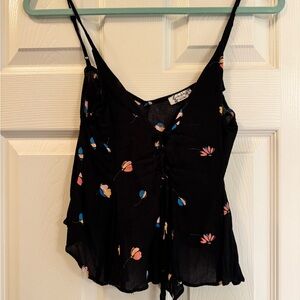 Free People Black Sleeveless Camisole with Tie Front